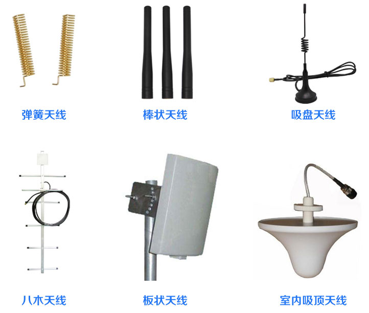 彈簧天線、棒狀天線、吸盤天線、八木天線、板狀天線、室內吸頂天線